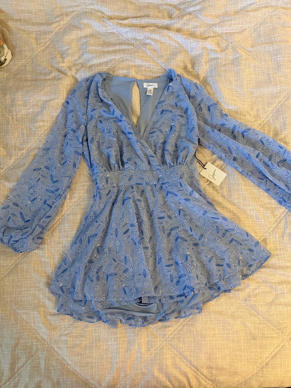 NWT Jopna Blue Floral Wrap Romper Size XL